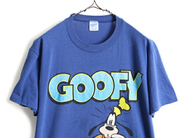 80s USA製 ■ ディズニー オフィシャル グーフィー プリント 半袖 Tシャツ ( L メンズ レディース M 程) 古着 80年代 キャラクター キャラT