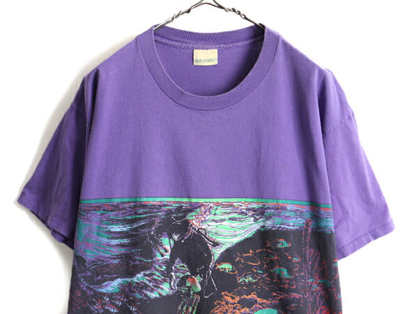 90s ■ ST JOHN'S BAY 両面 アート プリント 半袖 Tシャツ ( メンズ XL 程) 古着 オールド セントジョンズベイ JCペニー プリントTシャツ