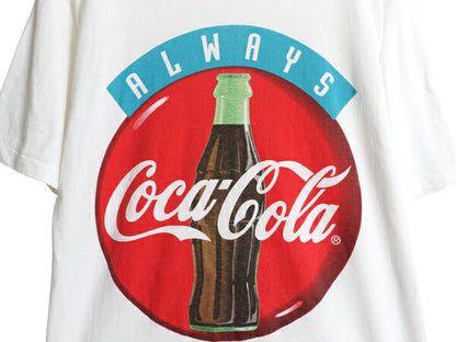 90s USA製 コカコーラ プリント 半袖 Tシャツ メンズ L オールド 企業 シングルステッチ ヘビーウェイト アート イラスト グラフィック 白