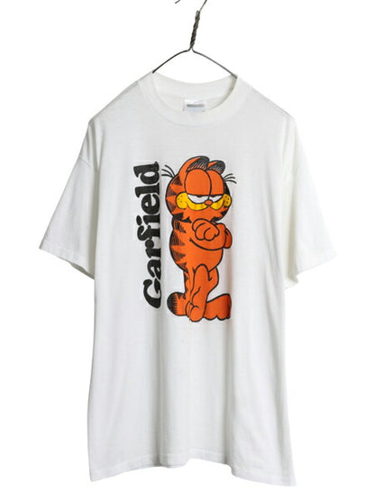 90s USA製 ガーフィールド プリント 半袖 Tシャツ メンズ レディース XL / オールド キャラクター イラスト シングルステッチ 大きいサイズ