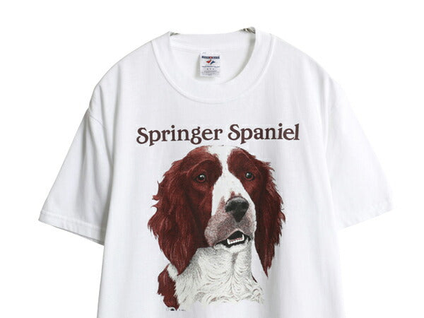 00s ドッグ アート イラスト プリント Tシャツ メンズ レディース М 古着 オールド アニマル 犬 グラフィック キャラクター カットソー 白