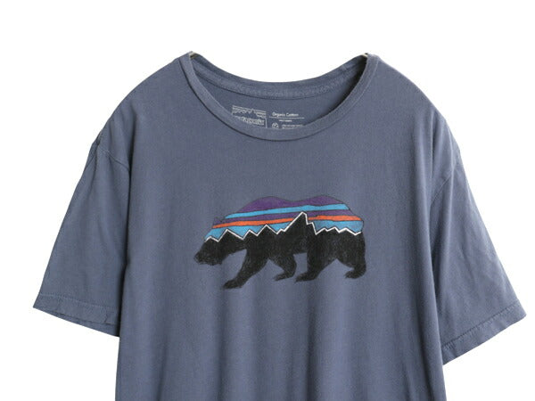 USA製 パタゴニア プリント 半袖 Tシャツ メンズ XL 18年製 フィッツロイ ベア グラフィック イラスト アート スリム フィット アウトドア