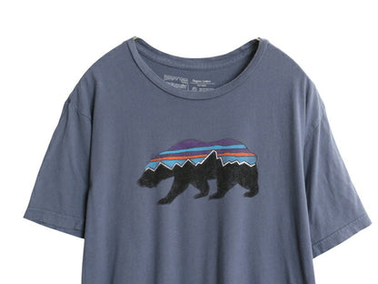 USA製 パタゴニア プリント 半袖 Tシャツ メンズ XL 18年製 フィッツロイ ベア グラフィック イラスト アート スリム フィット アウトドア