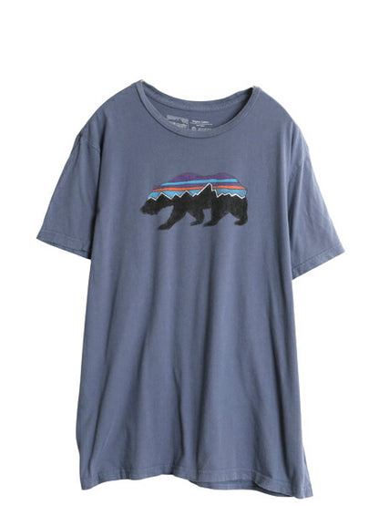 USA製 パタゴニア プリント 半袖 Tシャツ メンズ XL 18年製 フィッツロイ ベア グラフィック イラスト アート スリム フィット アウトドア