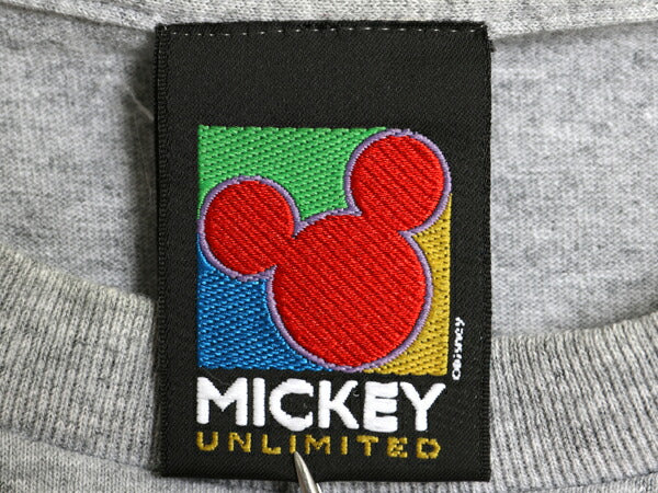 90s ミッキー イラスト プリント Tシャツ メンズ レディース L / 古着 オールド ディズニー オフィシャル キャラクター ヘビーウェイト 灰