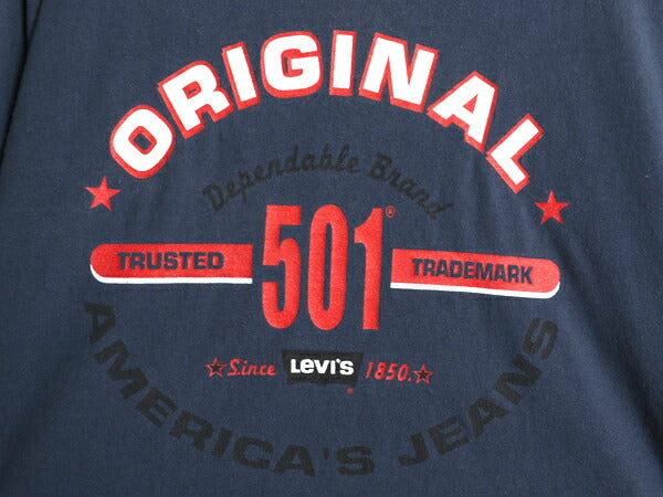 90s USA製 リーバイス 501 プリント Tシャツ メンズ M レディース L / オールド グラフィック ヘビーウェイト カットソー ロゴT 企業物 紺