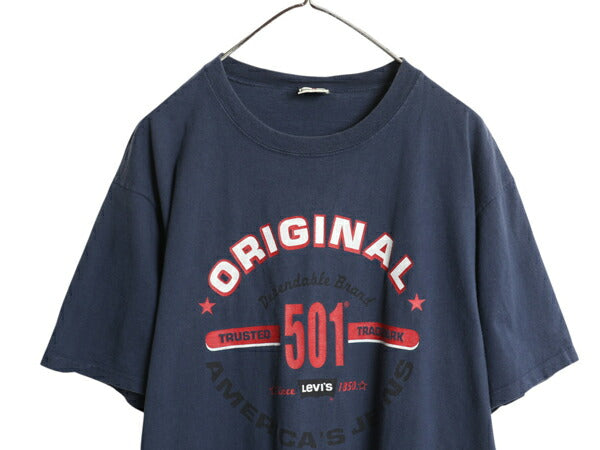 90s USA製 リーバイス 501 プリント Tシャツ メンズ M レディース L / オールド グラフィック ヘビーウェイト カットソー ロゴT 企業物 紺