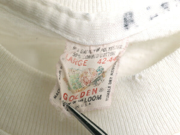 70s USA製 フルーツオブザルーム 無地 半袖 Tシャツ メンズ L 小さめ М 程/ 古着 ヴィンテージ シングルステッチ カットソー インナー 白