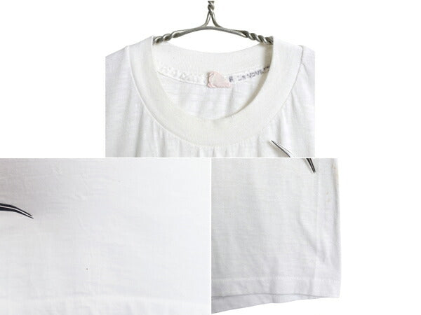 70s USA製 フルーツオブザルーム 無地 半袖 Tシャツ メンズ L 小さめ М 程/ 古着 ヴィンテージ シングルステッチ カットソー インナー 白