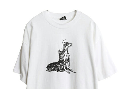 90s ドッグ アート イラスト プリント Tシャツ メンズ レディース XL アニマル 犬 シングルステッチ カットソー キャラクター 大きいサイズ