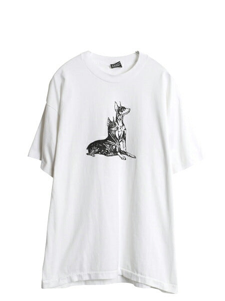 90s ドッグ アート イラスト プリント Tシャツ メンズ レディース XL アニマル 犬 シングルステッチ カットソー キャラクター 大きいサイズ