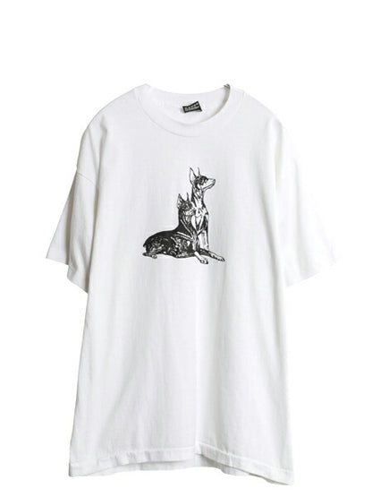90s ドッグ アート イラスト プリント Tシャツ メンズ レディース XL アニマル 犬 シングルステッチ カットソー キャラクター 大きいサイズ