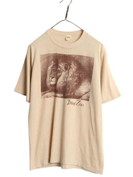 70s 80s USA製 ライオン アート イラスト プリント Tシャツ メンズ レディース L 小さめ M 程/ ヴィンテージ シングルステッチ アニマル
