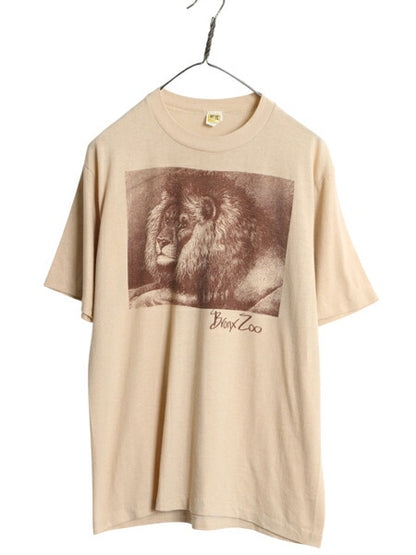 70s 80s USA製 ライオン アート イラスト プリント Tシャツ メンズ レディース L 小さめ M 程/ ヴィンテージ シングルステッチ アニマル