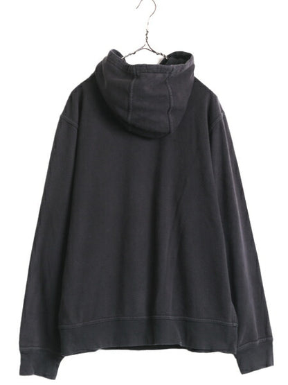 ノースフェイス プリント スウェット フード パーカー メンズ L 古着 The North Face ロゴ プルオーバー 裏起毛 トレーナー アウトドア 黒