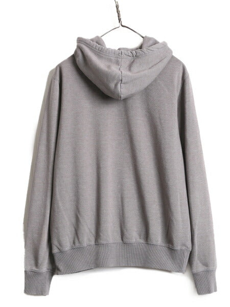 ノースフェイス プリント スウェット フード パーカー メンズ S 古着 The North Face トレーナー 裏起毛 プルオーバー ロゴ アウトドア 灰