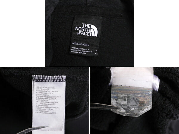 ノースフェイス プリント スウェット フード パーカー メンズ S 古着 The North Face トレーナー 裏起毛 プルオーバー ロゴ アウトドア 黒