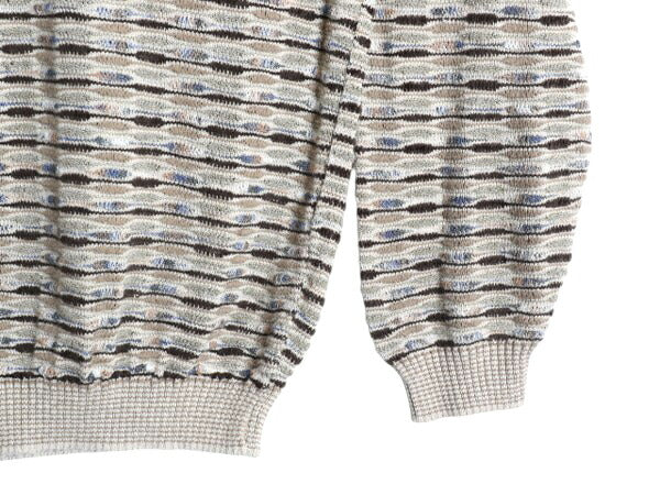 イタリア製 TOSCANO 3D 立体編み デザイン ニット セーター メンズ XXL 古着 コットン レーヨン アクリル 総柄 マルチカラー 大きいサイズ