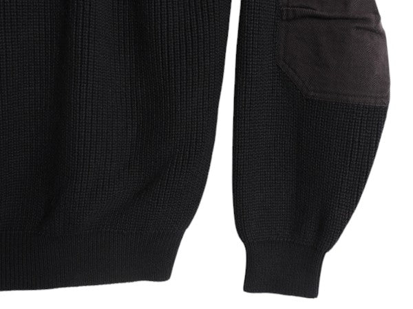 00s オービス ショールカラー コットン ニット セーター メンズ L / オールド リブ編み ハンティング エルボーパッチ アウトドア 無地 黒