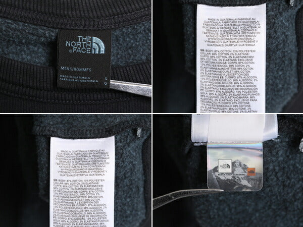 ノースフェイス プリント スウェット トレーナー メンズ L / 古着 The North Face アウトドア クルーネック ヘビーウェイト ロゴ 裏起毛 黒