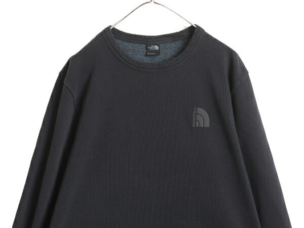 ノースフェイス プリント スウェット トレーナー メンズ L / 古着 The North Face アウトドア クルーネック ヘビーウェイト ロゴ 裏起毛 黒