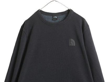 ノースフェイス プリント スウェット トレーナー メンズ L / 古着 The North Face アウトドア クルーネック ヘビーウェイト ロゴ 裏起毛 黒