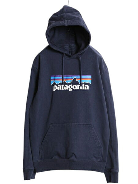 パタゴニア プリント スウェット フード パーカー メンズ L / 19年製 Patagonia トレーナー プルオーバー ストレッチ アウトドア 裏起毛 紺