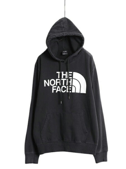 ノースフェイス プリント スウェット フード パーカー メンズ М / The North Face 裏起毛 プルオーバー トレーナー アウトドア ブラック