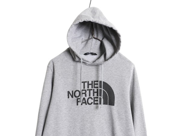 ノースフェイス プリント スウェット フード パーカー メンズ S / 古着 The North Face アウトドア プルオーバー 裏起毛 トレーナー グレー