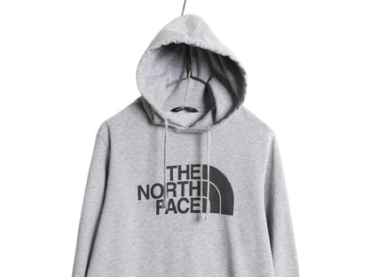 ノースフェイス プリント スウェット フード パーカー メンズ S / 古着 The North Face アウトドア プルオーバー 裏起毛 トレーナー グレー