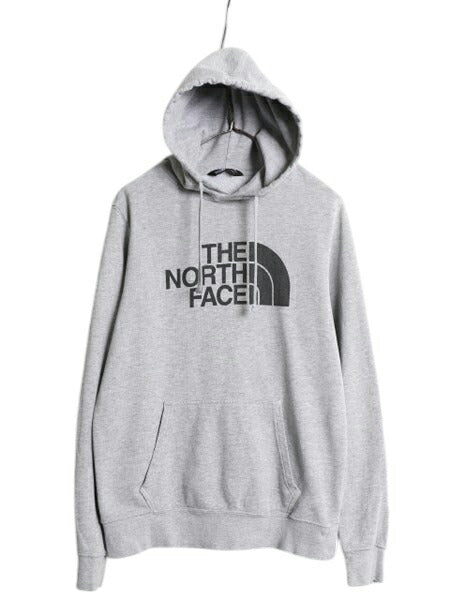 ノースフェイス プリント スウェット フード パーカー メンズ S / 古着 The North Face アウトドア プルオーバー 裏起毛 トレーナー グレー