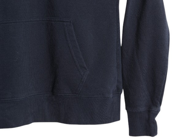 ノースフェイス プリント スウェット フード パーカー レディース XS 古着 The North Face プルオーバー トレーナー 裏起毛 薄手 ネイビー
