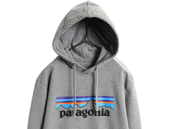 パタゴニア プリント スウェット フード パーカー メンズ S / 18年製 Patagonia トレーナー プルオーバー ストレッチ アウトドア 裏起毛 灰