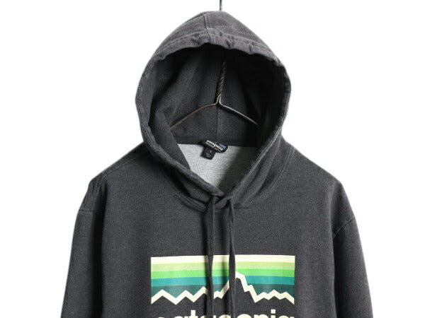 パタゴニア プリント スウェット フード パーカー メンズ S 中古 16年製 Patagonia トレーナー プルオーバー ストレッチ アウトドア グレー