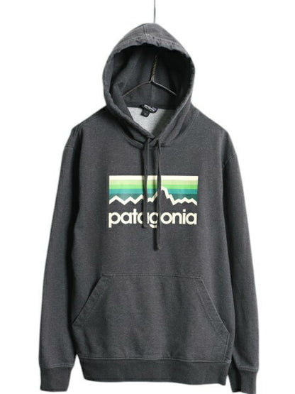 パタゴニア プリント スウェット フード パーカー メンズ S 中古 16年製 Patagonia トレーナー プルオーバー ストレッチ アウトドア グレー