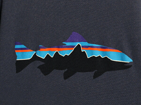 パタゴニア 両面 プリント 長袖 Tシャツ メンズ S / 18年製 Patagonia ロンT ロングスリーブ ロゴT フィッツロイ トラウト バックプリント