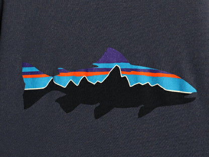 パタゴニア 両面 プリント 長袖 Tシャツ メンズ S / 18年製 Patagonia ロンT ロングスリーブ ロゴT フィッツロイ トラウト バックプリント