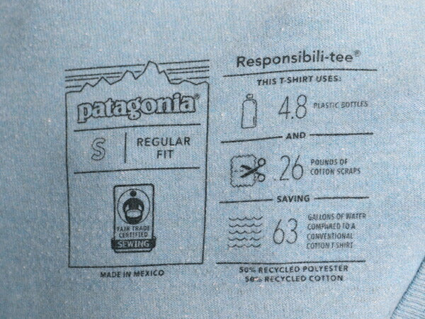 パタゴニア 両面 プリント 長袖 Tシャツ レディース S / Patagonia アウトドア ロンT ロングスリーブ ロゴT バックプリント ライト ブルー