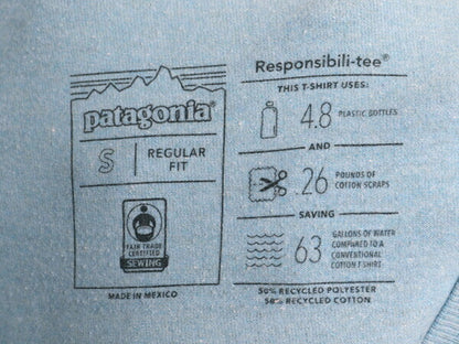 パタゴニア 両面 プリント 長袖 Tシャツ レディース S / Patagonia アウトドア ロンT ロングスリーブ ロゴT バックプリント ライト ブルー