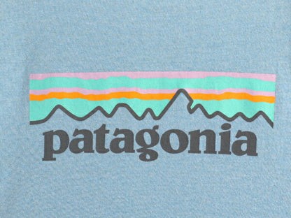 パタゴニア 両面 プリント 長袖 Tシャツ レディース S / Patagonia アウトドア ロンT ロングスリーブ ロゴT バックプリント ライト ブルー