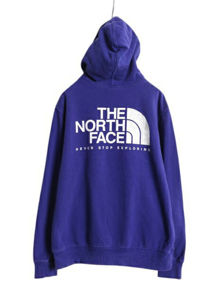 ノースフェイス 両面 プリント スウェット フード パーカー メンズ М / The North Face アウトドア トレーナー プルオーバー 薄手 ブルー