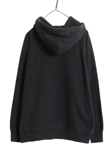 US企画 ノースフェイス プリント スウェット フード パーカー レディース L 古着 The North Face トレーナー プルオーバー 裏起毛 ブラック