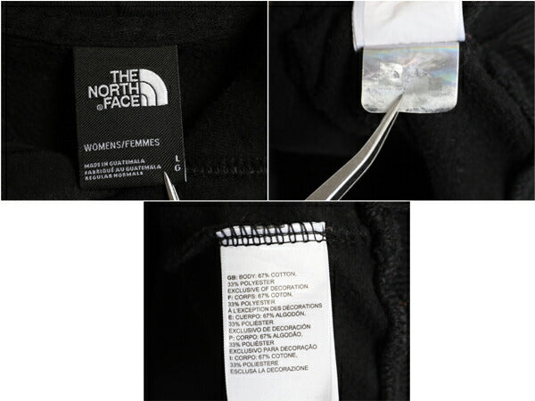 US企画 ノースフェイス プリント スウェット フード パーカー レディース L 古着 The North Face トレーナー プルオーバー 裏起毛 ブラック