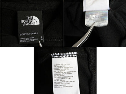 US企画 ノースフェイス プリント スウェット フード パーカー レディース L 古着 The North Face トレーナー プルオーバー 裏起毛 ブラック