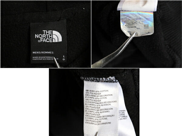ノースフェイス 両面 プリント スウェット フード パーカー メンズ L 古着 The North Face プルオーバー 裏起毛 アウトドア トレーナー 黒