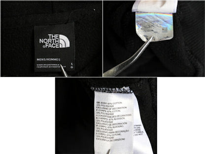 ノースフェイス 両面 プリント スウェット フード パーカー メンズ L 古着 The North Face プルオーバー 裏起毛 アウトドア トレーナー 黒