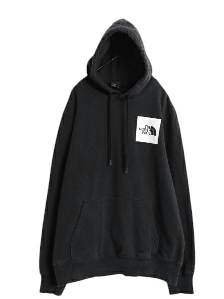 ノースフェイス 両面 プリント スウェット フード パーカー メンズ L 古着 The North Face プルオーバー 裏起毛 アウトドア トレーナー 黒