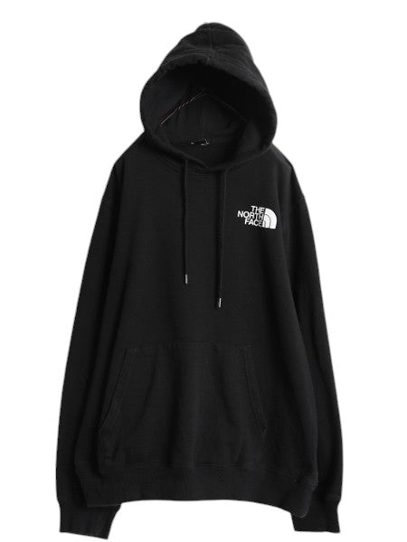 ノースフェイス 両面 プリント スウェット フード パーカー メンズ L The North Face アウトドア プルオーバー トレーナー 裏起毛 ブラック