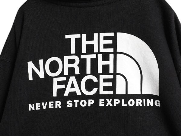 ノースフェイス 両面 プリント スウェット フード パーカー メンズ L The North Face アウトドア プルオーバー トレーナー 裏起毛 ブラック