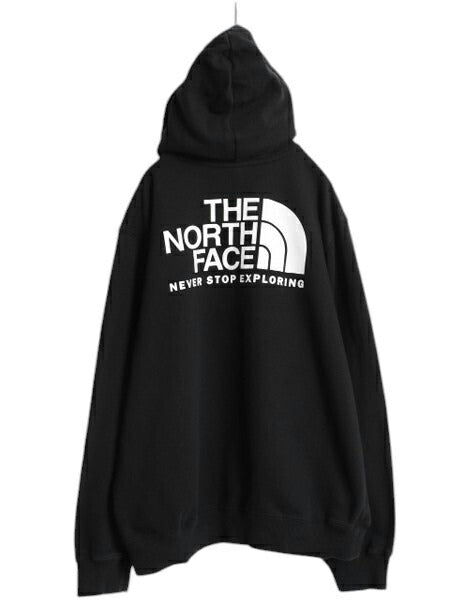 ノースフェイス 両面 プリント スウェット フード パーカー メンズ L The North Face アウトドア プルオーバー トレーナー 裏起毛 ブラック